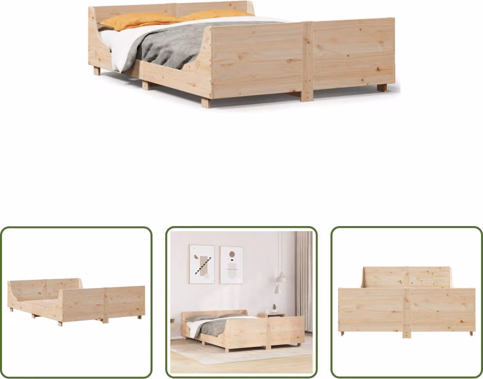 The Living Store Letto in legno massiccio senza materasso 160x200 cm in legno di pino