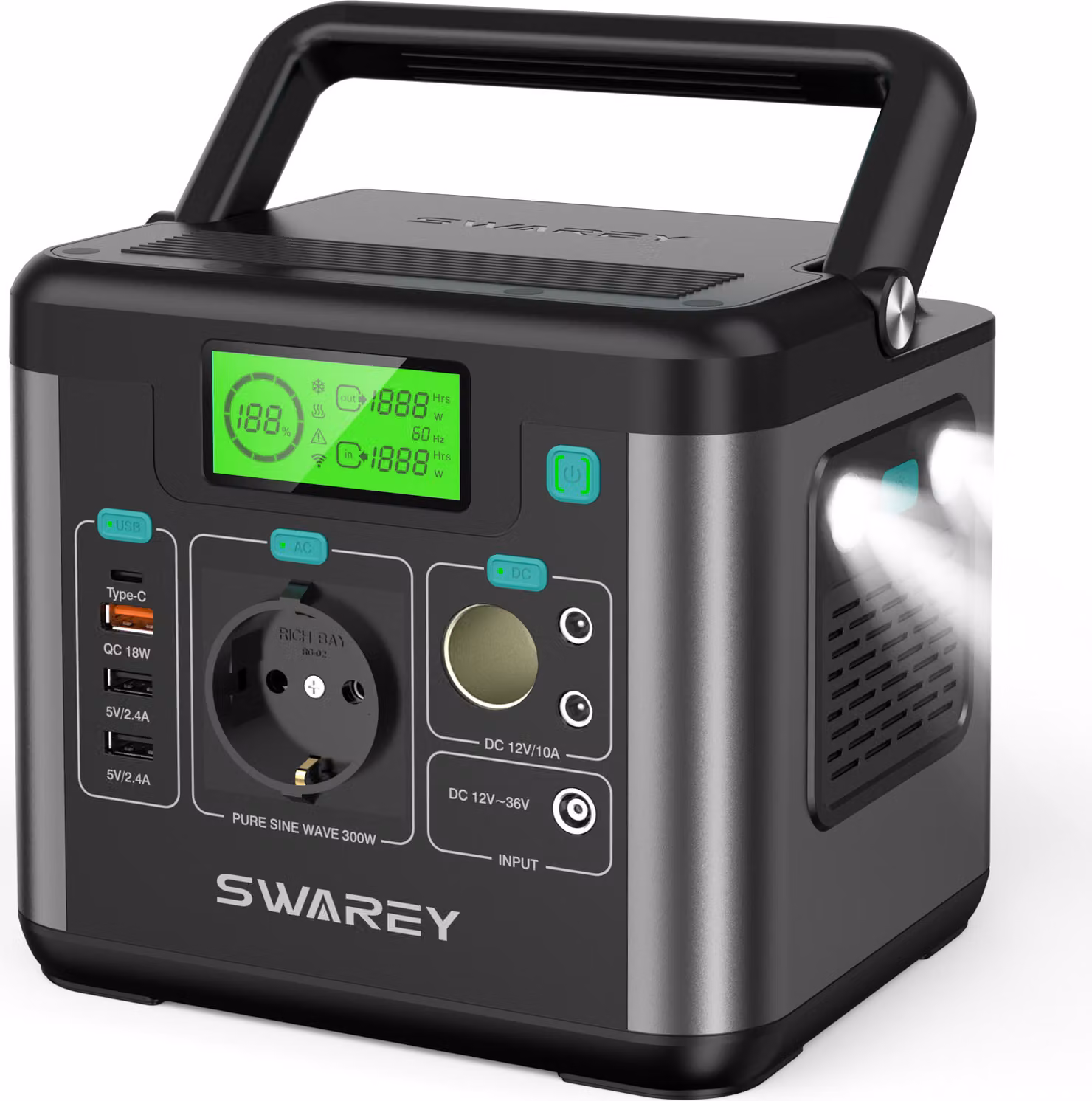SWAREY S160, 60000mAh/222Wh Portable Powerstation Mobile Power Storage 300W (Surge 600W) Power, Mobile Solar Storage per il campeggio all'aperto in viaggio