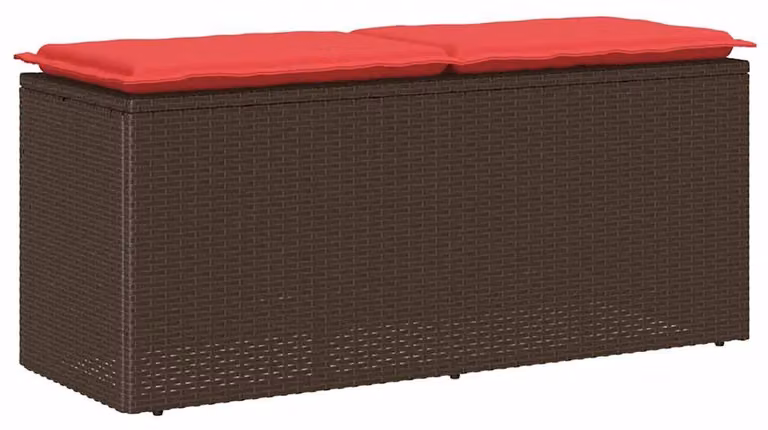 Panca da giardino con cuscini marrone 110x40x44 cm in poly rattan