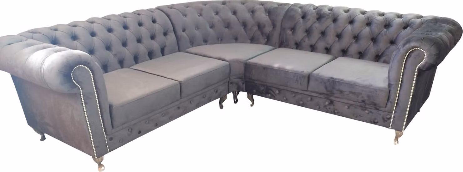 Chesterfield L-Form Ecksofa Couch Design Polster Textil Sofa Ecke Couchen