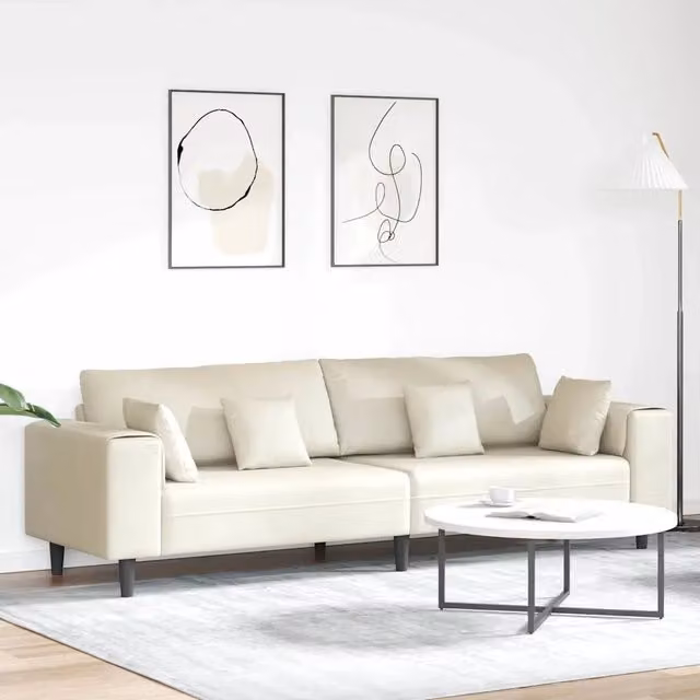 Divano moderno vidaXL in velluto beige con cuscini inclusi L: 250 cm, P: 77 cm, H: 76 cm