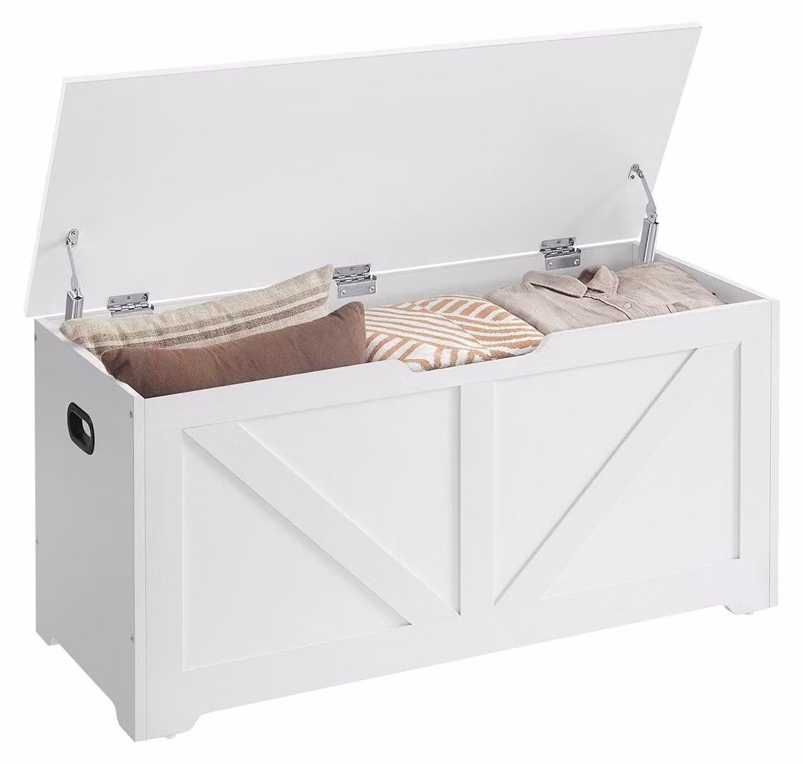 Panca porta-scarpe con seduta – Panca contenitore – Pannello truciolare – 40 x 100 x 46 cm – Bianco opaco – 136 kg