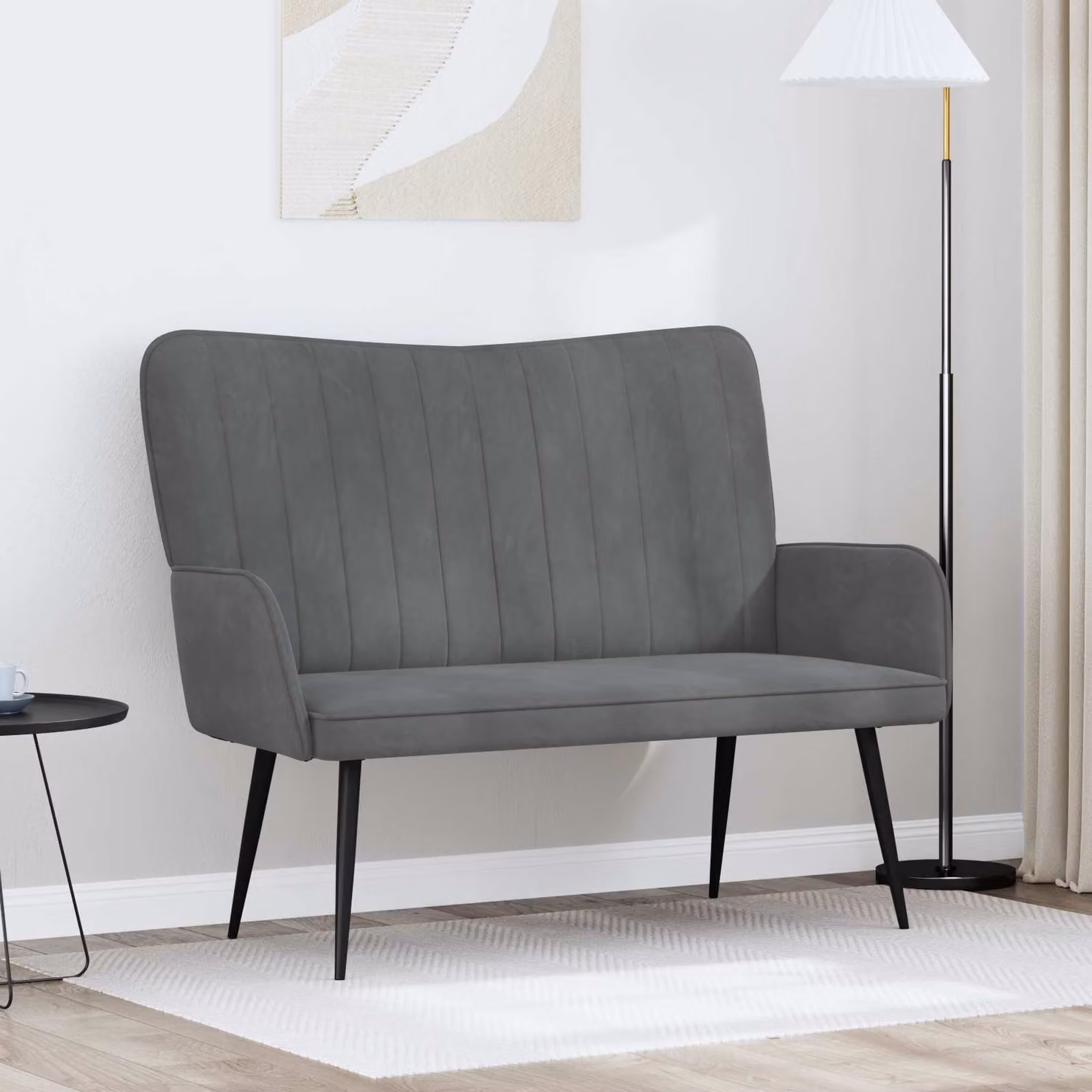 vidaXL Divano a 2 Posti Moderno in Velluto Grigio L: 115 cm, P: 61 cm, H: 87 cm
