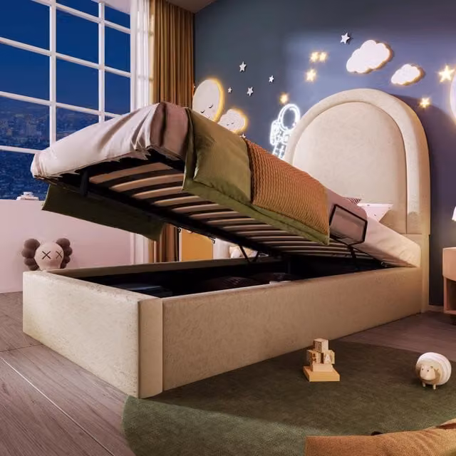 letto singolo pu beige 90 x 200 cm