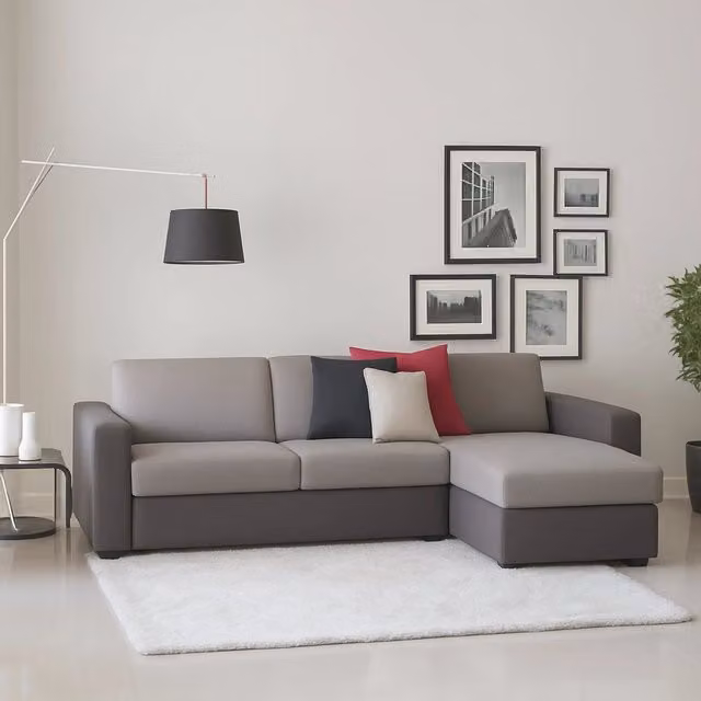 Divano angolare Talamo Italia con penisola sfoderabile e poggiatesta regolabile, Grigio Antracite, L: 260 cm, P: 95 cm – 1