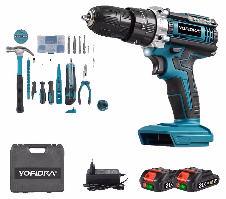 Trapano avvitatore a batteria, 25 livelli di coppia, luce LED, confezione da 32 pezzi, modello B