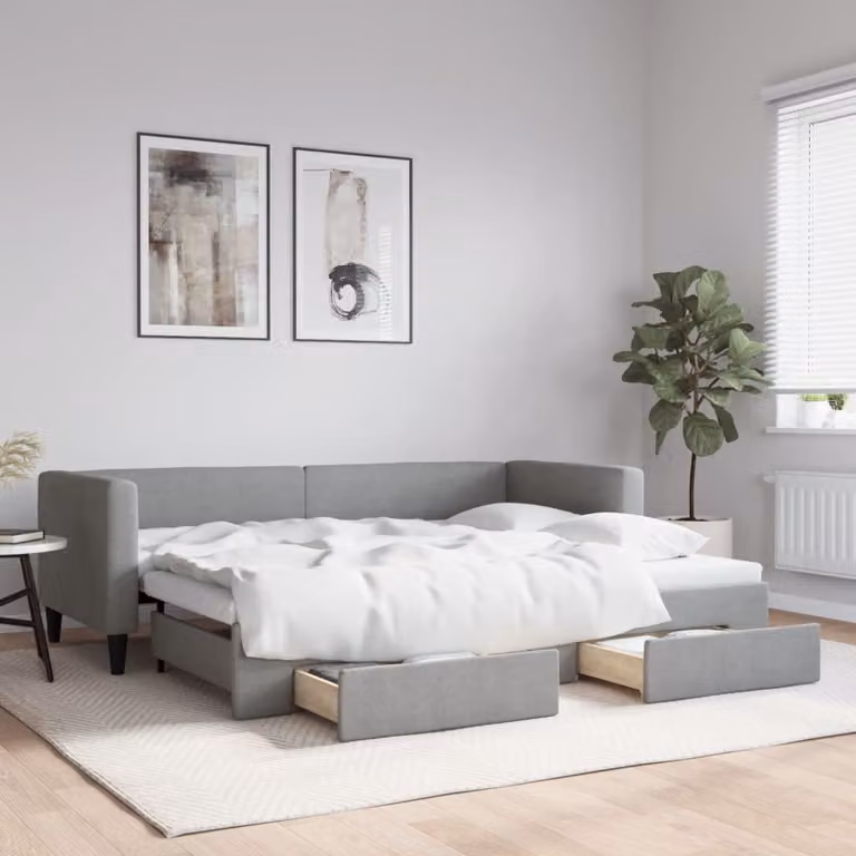 vidaXL Divano Letto Moderno con Cassetti Grigio Chiaro