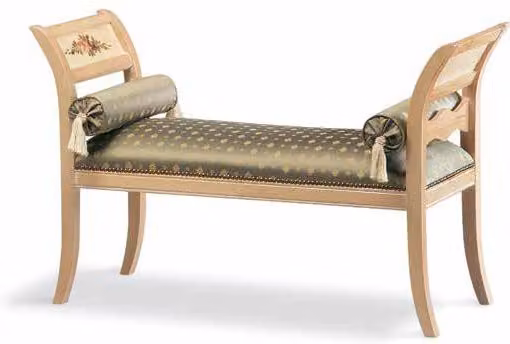 Panca imbottita in legno di faggio con decori floreali multicolore Mobili 2G L: 105 cm, P: 38 cm, H: 37 cm