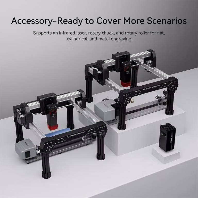 Swift Mini 3W - Macchina per incisione laser - Punto laser da 0,04 mm - 10.000 mm/min - Wi-Fi - Conversione testo-immagine con IA - Spina UE