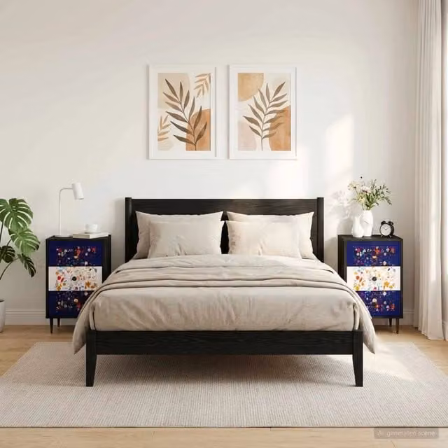 Armadio da Notte MAINZ 2 pz Rovere Nero 36 x 33 x 61 cm 8007340