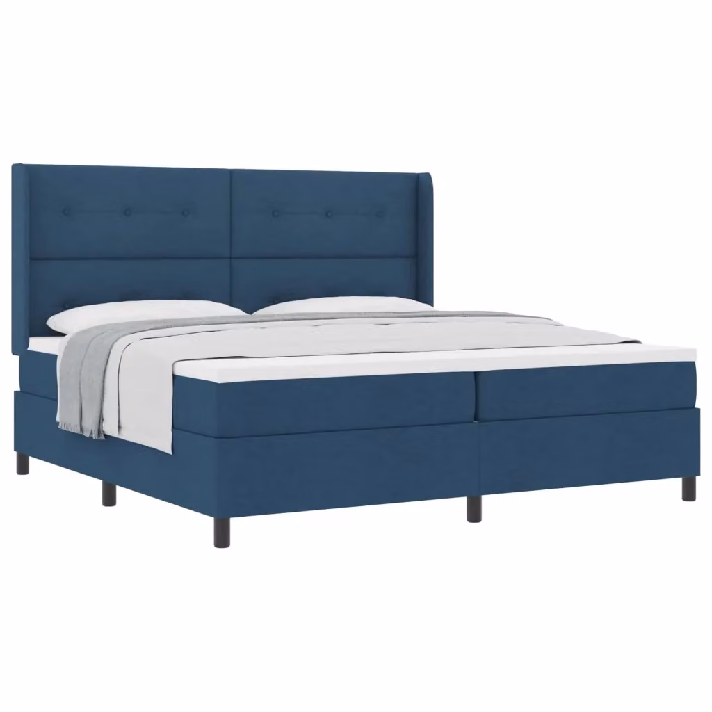 Letto ibrido con molle e schiuma vidaXL con testiera in tessuto blu L: 200 cm, P: 200 cm, H: 280 cm – 2