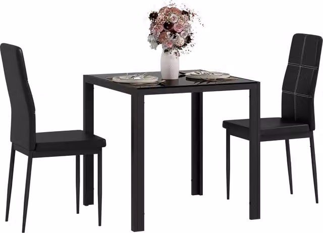 Tavolo da pranzo allungabile con sedie ¨C Minimal ¨C nero