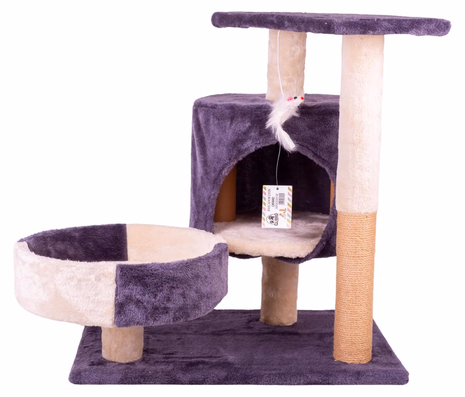 Omgoods - Albero per gatti Lyon - Tiragraffi con area relax imbottita e giocattoli