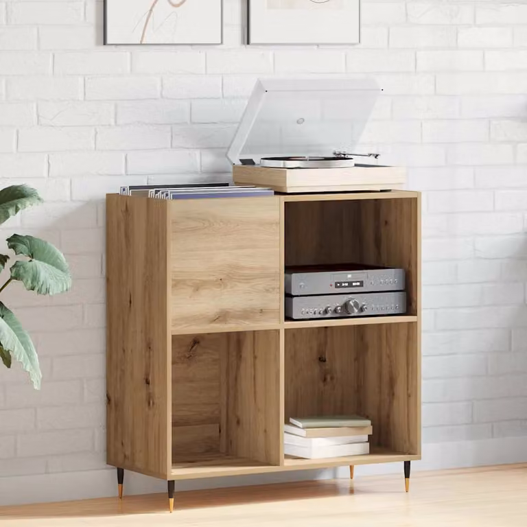 vidaXL Mobile porta vinili in stile industriale color marrone L 85 cm x P 38 cm x H 89 cm