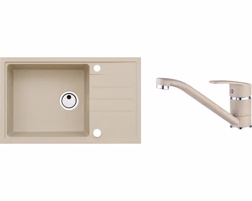 Lavello in granito con miscelatore ALVEUS Intermezzo 130 Beige 55 780x480 mm + miscelatore Nina SETA014