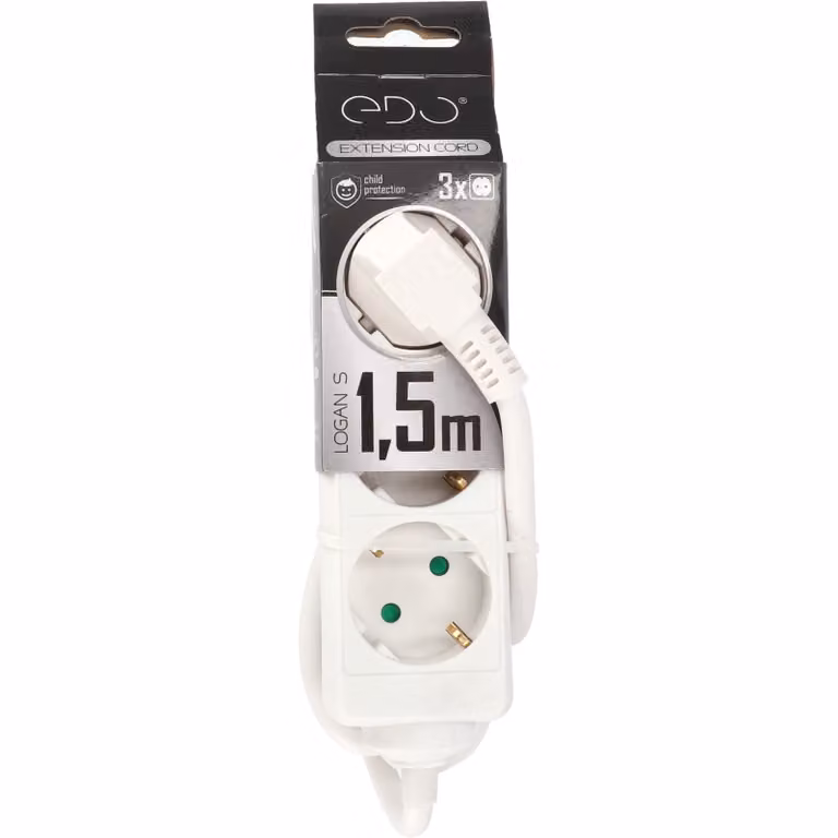 Cavo di prolunga LOGAN S Bianco a 3 vie Schuko lunghezza 1,5 m EDO777565