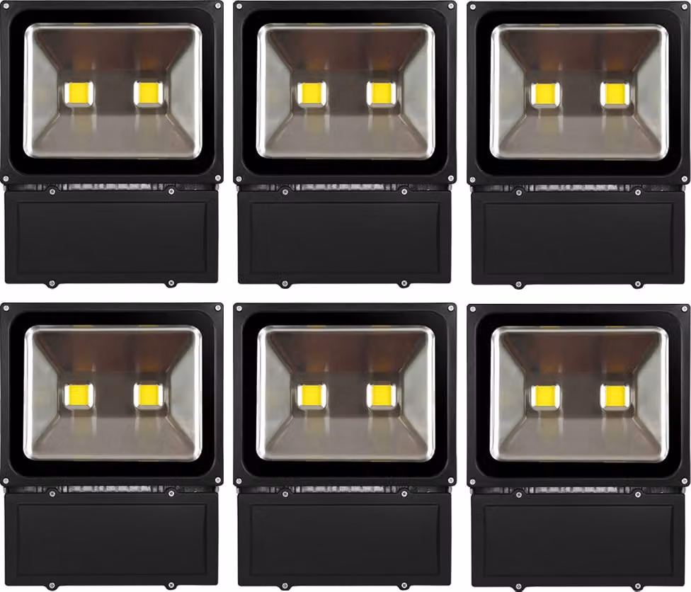 6 pezzi di proiettori LED da 100 W per esterni, Greenmigo, luce bianca calda, impermeabili IP65, illuminazione di sicurezza super luminosa per giardino, cortile, magazzino, piazza, Plaka