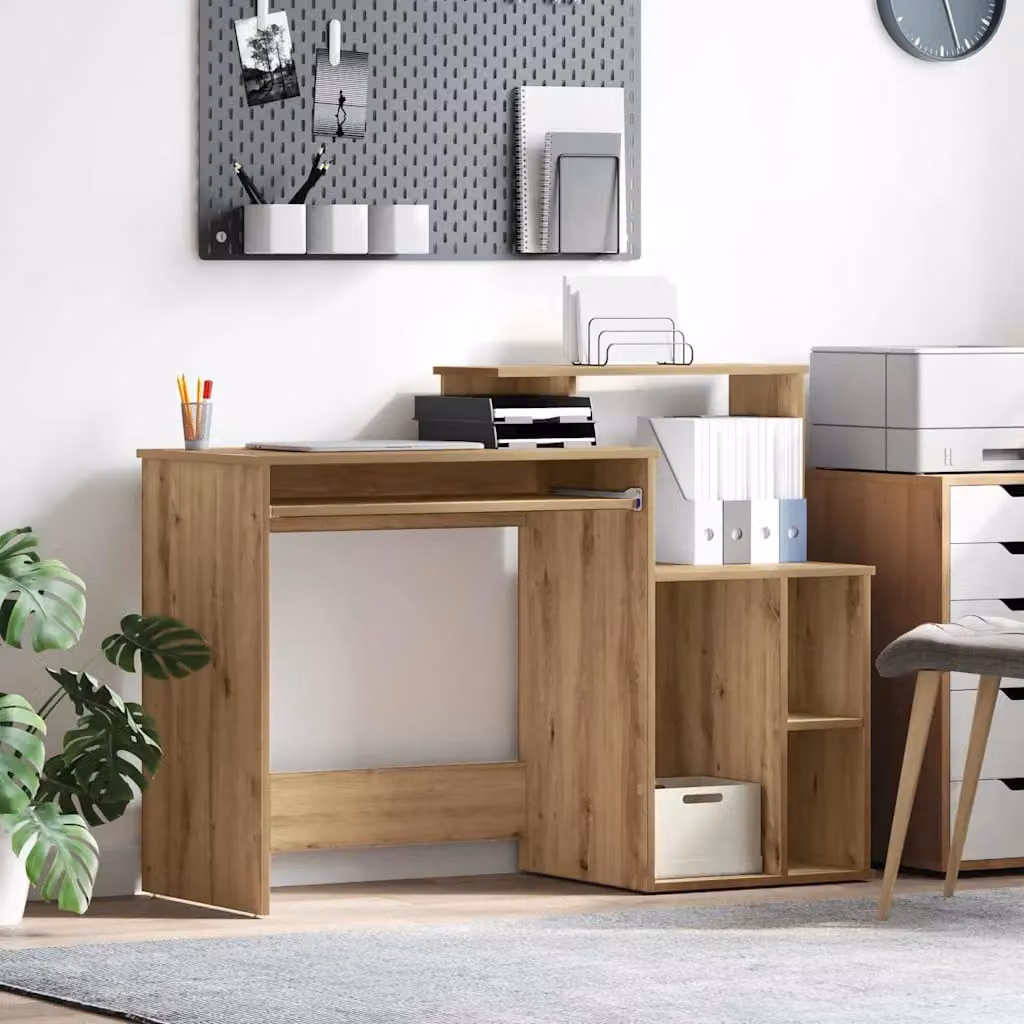 Scrivania moderna vidaXL in legno rovere marrone L: 120,5 cm, P: 44 cm, H: 88,5 cm