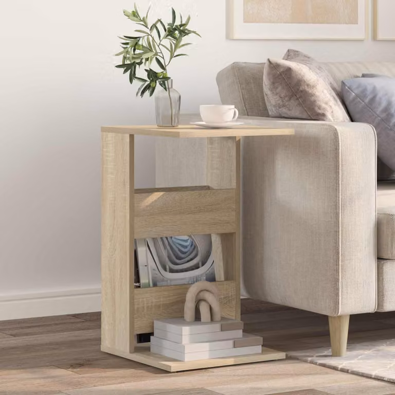 vidaXL Tavolo laterale moderno in rovere color beige e marrone L/P/H: 40 x 35 x 60,5 cm