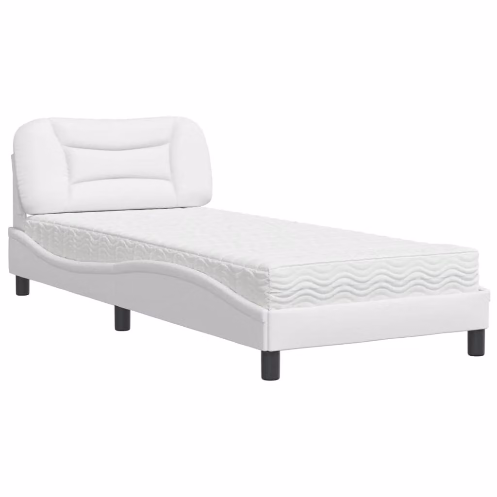 Letto con Materasso Hvar Bianco 90x190 cm in Pelle finta