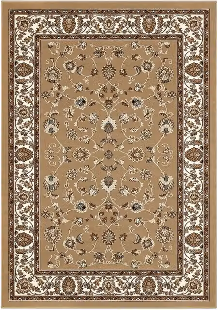 Tappeto P2079 beige cm.280x570 motivo classico orientale persiano, economico resistente facile da pulire