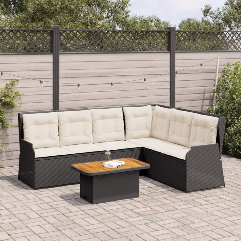 Maison Exclusive - Set Divani da Giardino 5 pz con Cuscini Nero in Polyrattan