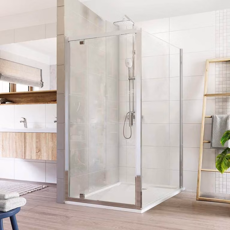 Cabina doccia Mereo, Lima, rettangolo, girevole, 90x100 cm, cromo ALU, vetro Clear - CK87973K