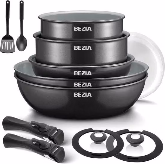 Set di utensili per cottura in inducto con rivestimento ceramico - 13 pezzi - resistente al forno