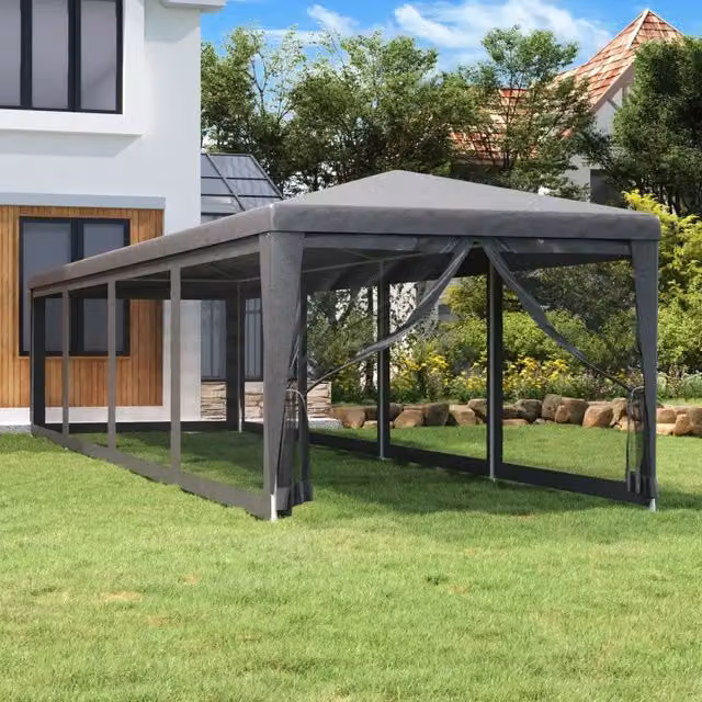 Tenda per Feste con 10 Pareti in Rete Antracite 3x12 m in HDPE 319249