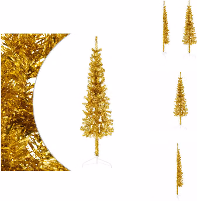 vidaXL Mezzo albero di Natale artificiale con supporto slim gold 120 cm - Alberi di Natale