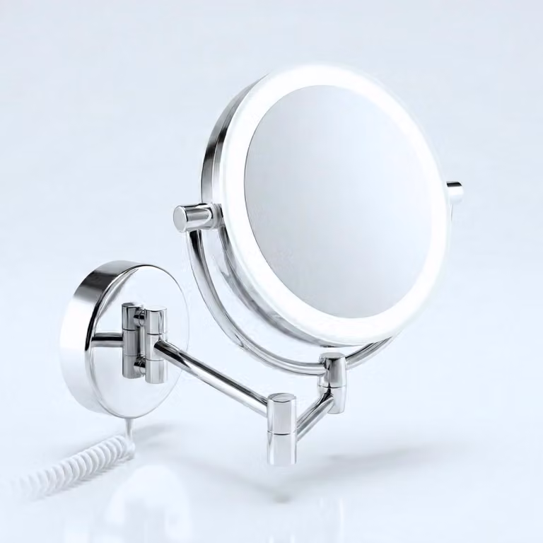 Specchio da trucco a LED, ingrandimento 3x/7x, con dimmer, rotazione a 360°, da montare a parete