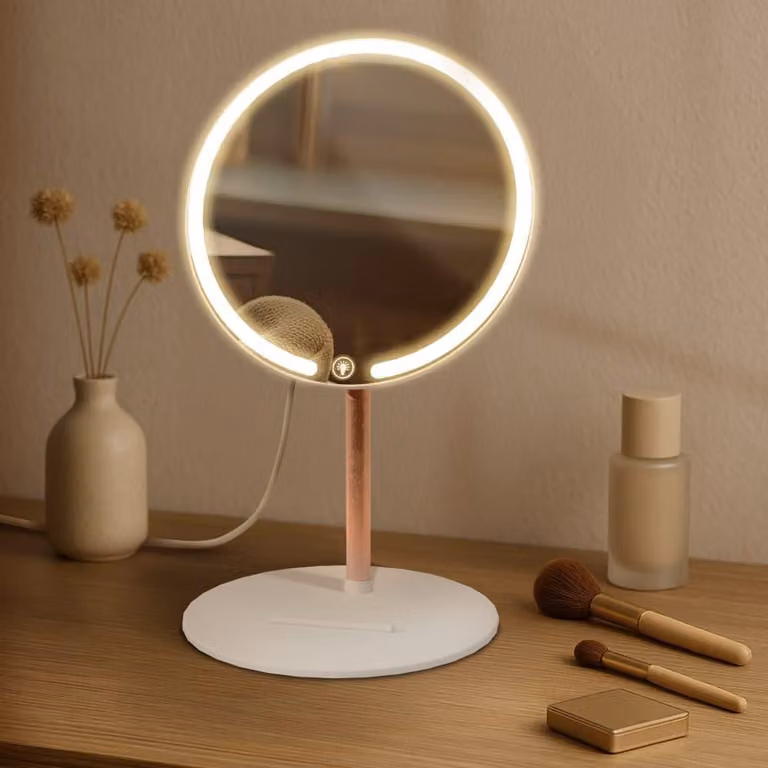 Specchio per il trucco - riflettore cosmetico, illuminazione LED dimmerabile, design contemporaneo