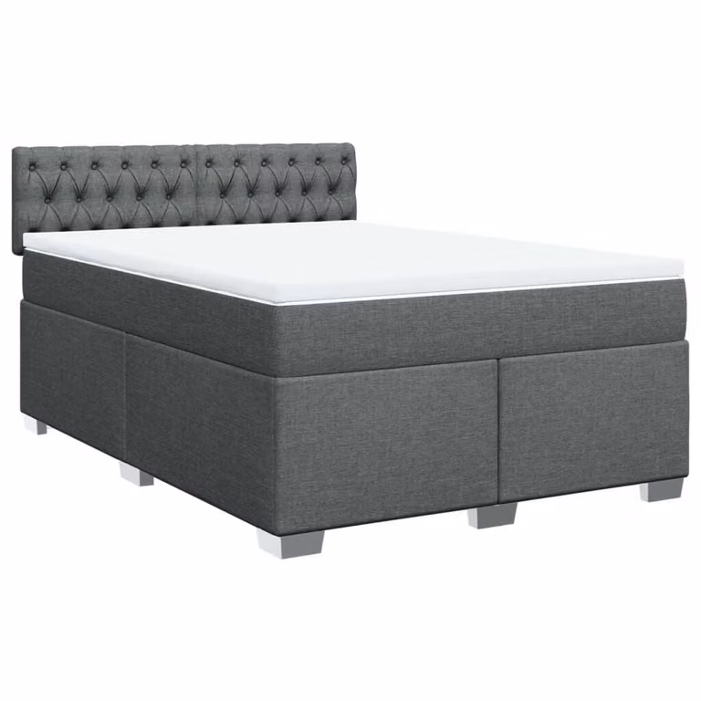 Giroletto a Molle con Materasso Grigio Scuro 140x200cm Tessuto