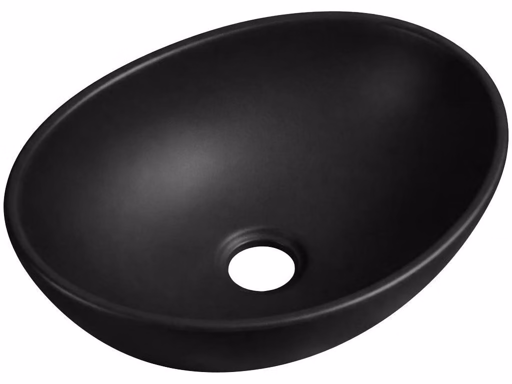 CERANO - Lavabo in Vetroceramica Minio - da appoggio - nero opaco - 34,5x26 cm