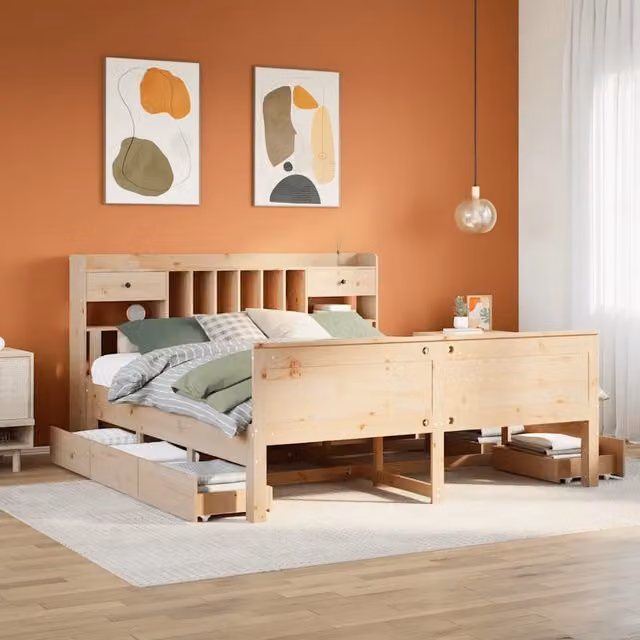 Letto Libreria senza Materasso 180x200 cm in Legno di Pino 3308912