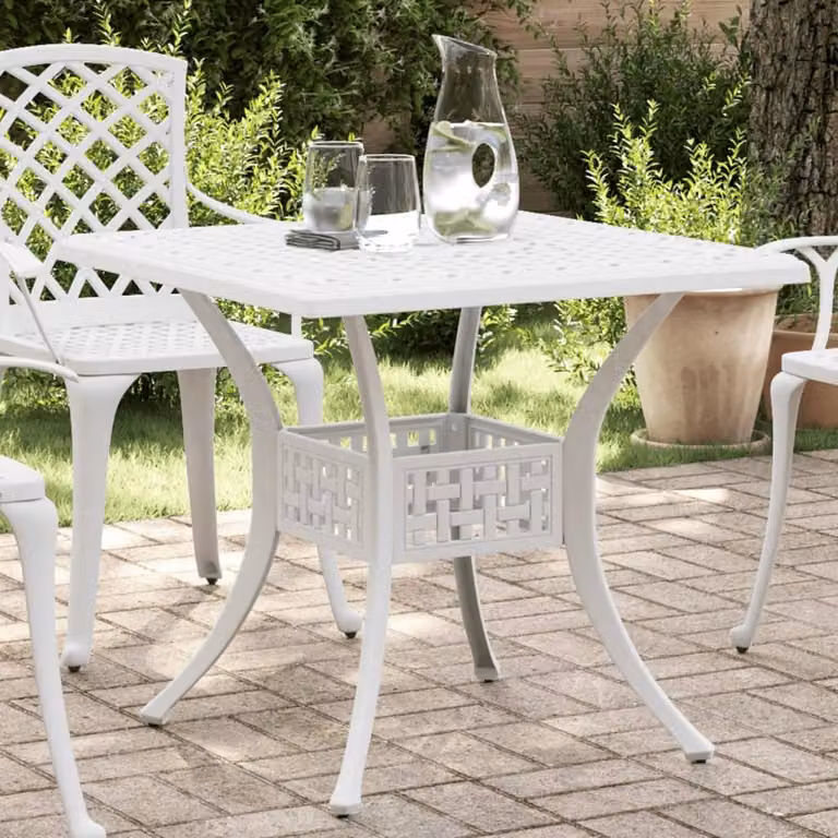 Maison Exclusive - Tavolo da giardino bianco, 80x80x75 cm, in alluminio verniciato