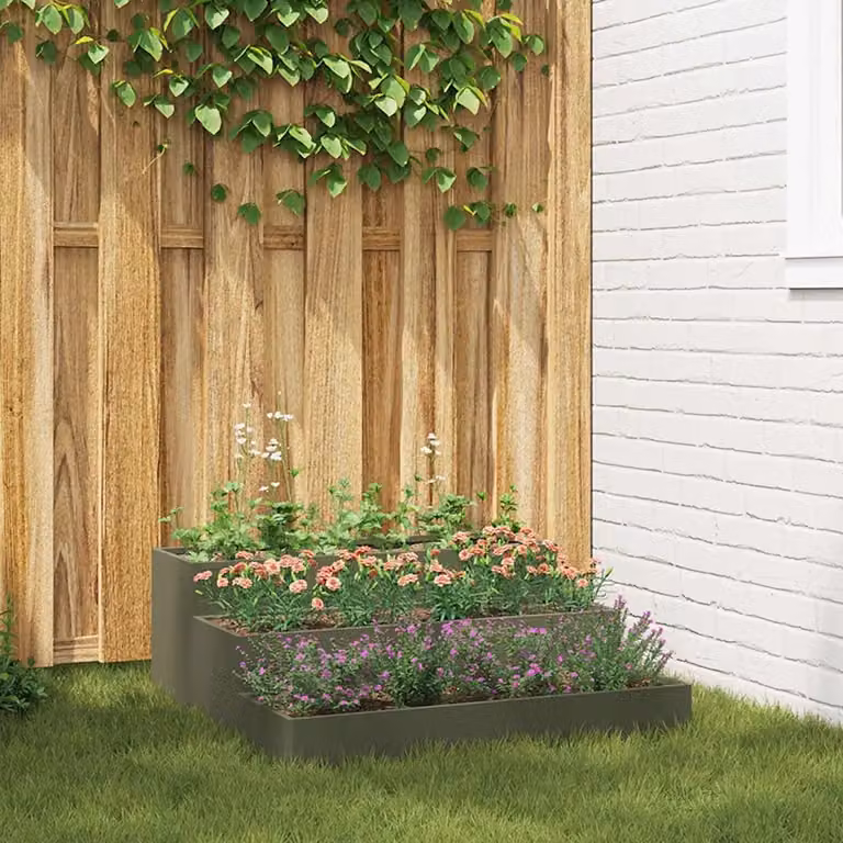 Vaso da giardino vidaXL in metallo verde, L: 90 cm, P: 90 cm, H: 35 cm