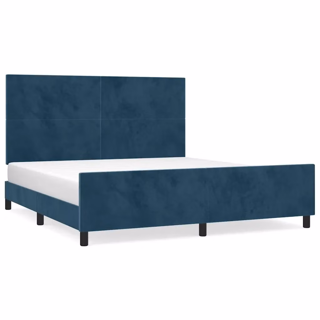 Letto con Giroletto e Testiera in Velluto Blu vidaXL L/P/H: 203 x 180 x 128 cm – 2