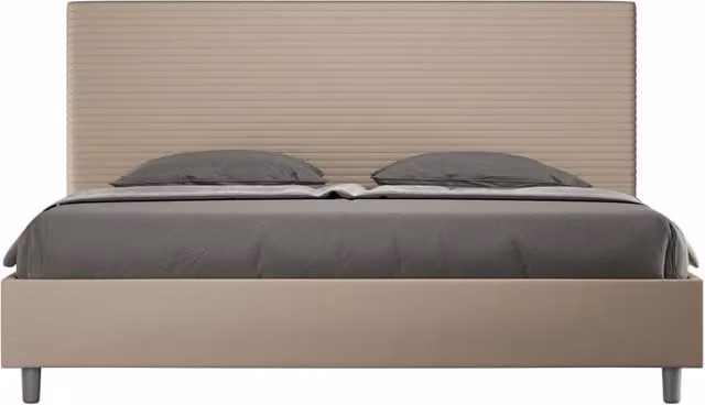 BS COM Letto matrimoniale king size senza rete imbottito 190x210 similpelle tortora