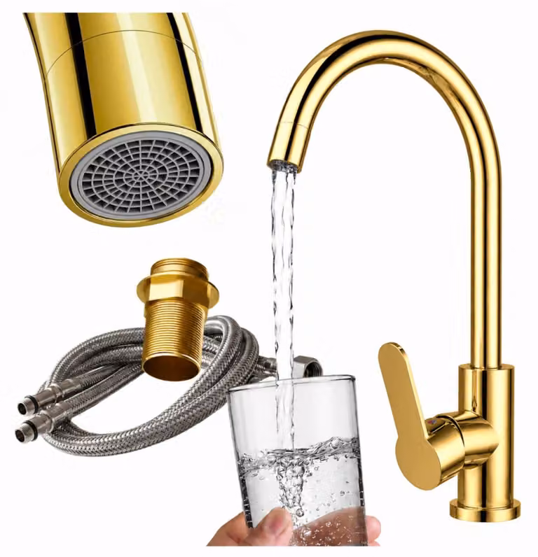 Granitan - Miscelatore cucina - Rubinetto cucina - Miscelatore lavello oro - PRESTIGE