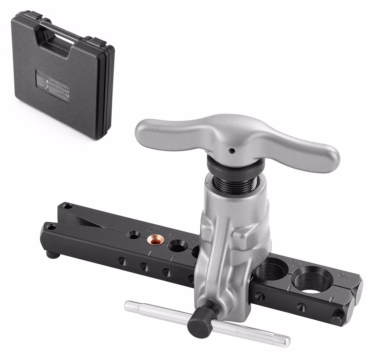 Set di utensili per bordatura SucceBuy in 2 pezzi, bordatrice eccentrica a 45° per bordatura singola, adatta per tubi in rame e alluminio da 4,76-19,05 mm, set di riparazione con valigetta portautensili per tubi di impianti di climatizzazione