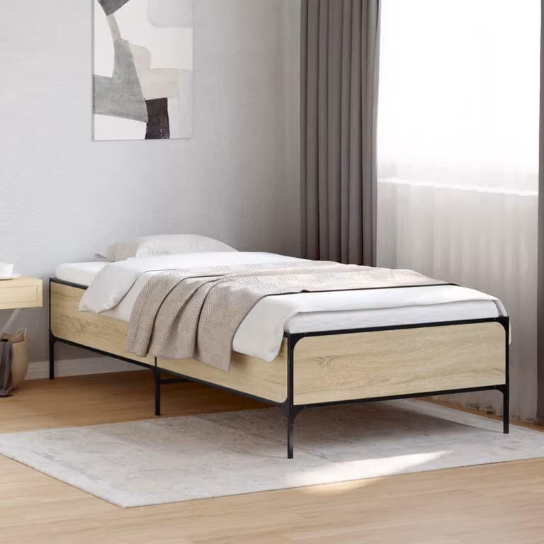vidaXL Giroletto Rovere Sonoma in Legno e Metallo, L: 78 cm, P: 193 cm, H: 44 cm