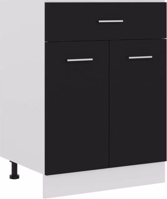 Mobiletto da cucina moderno in legno nero con cassetti L: 60 cm, P: 46 cm, H: 81 cm – 1