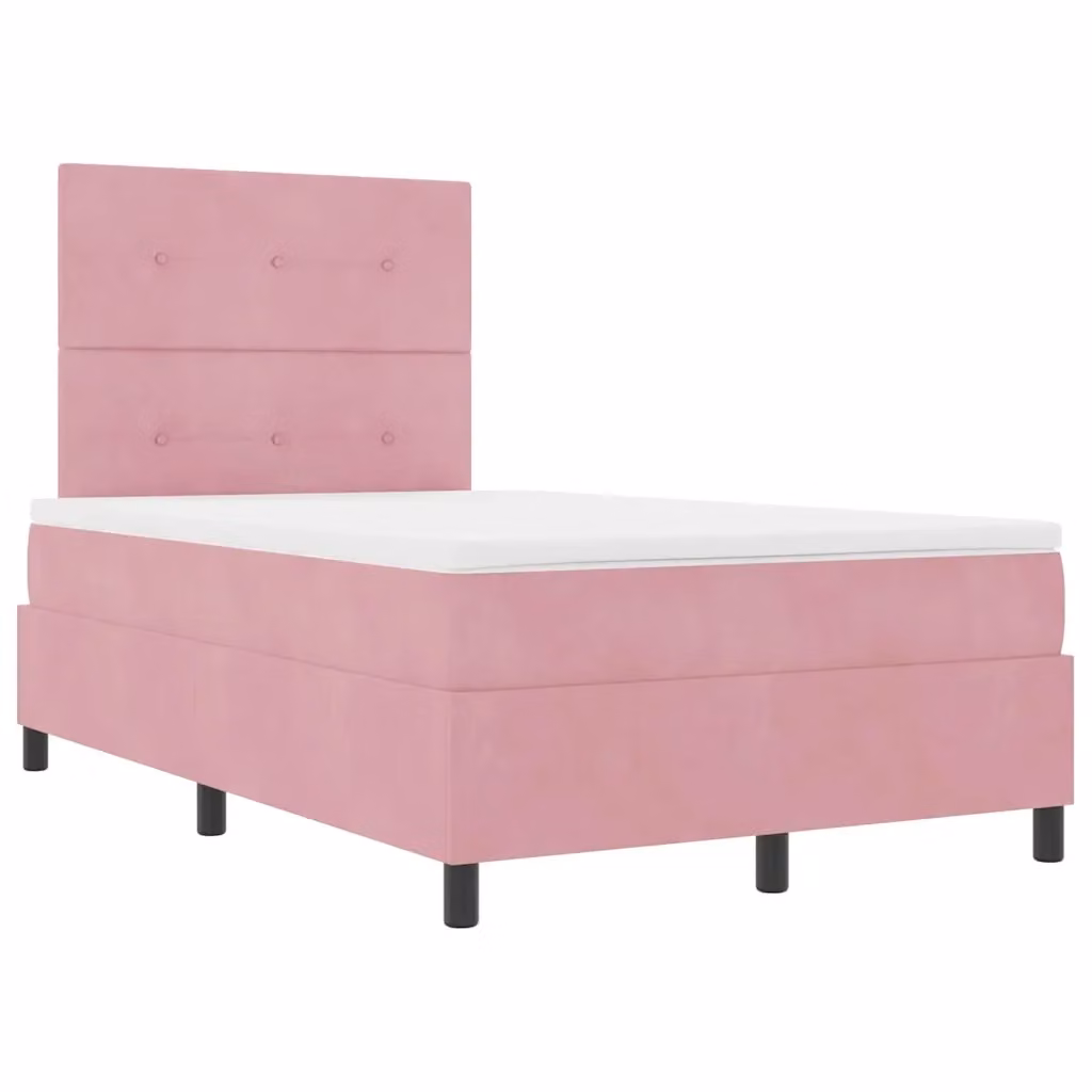 Letto a molla con illuminazione LED vidaXL in velluto rosa L 120 x P 200 cm – 2