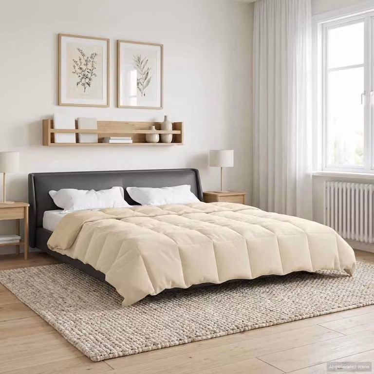 Piumone invernale vidaXL in microfibra traspirabile e reversibile, beige, L 200 x P 220 cm