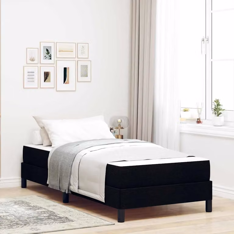 Letto a molle con materasso vidaXL Nero in tessuto e legno L/P: 100 x 200 cm