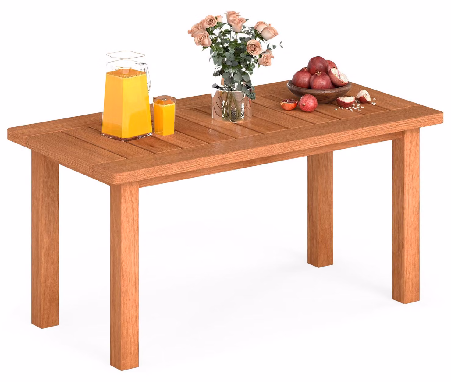 COSTWAY Tavolino da salotto in legno, tavolino da esterno resistente alle intemperie, tavolo da giardino, tavolo rettangolare in legno, tavolo da balcone, tavolino da caffè, 90 x 45,5 x 43,5 cm, naturale