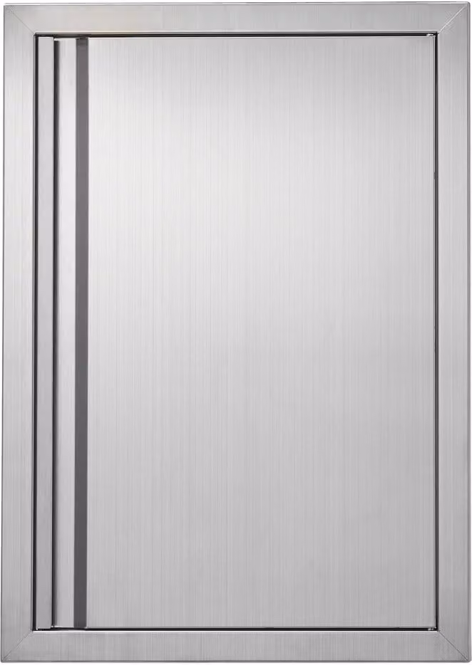 Porta di accesso al barbecue in acciaio inox - Porta verticale a parete per isola barbecue - 432 x 610 mm - Montaggio a filo muro - Maniglia a scomparsa - Stazione barbecue, mobile esterno