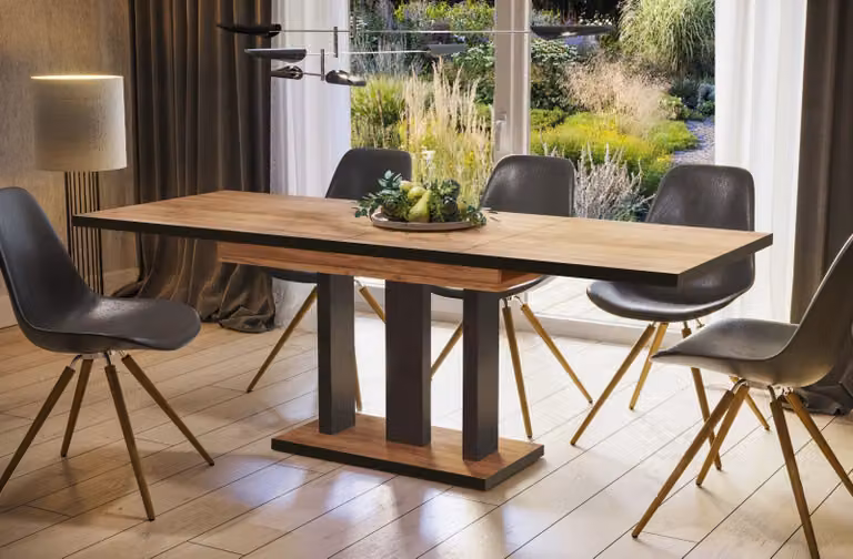 Endo-Möbel tavolo da pranzo Appia Special 130 - 210 cm bicolore tavolo a colonna allungabile tavolo da cucina (rovere Craft Gold)