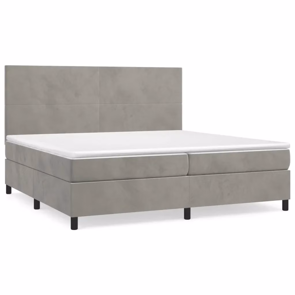 Letto Ibrido con Giroletto a Molle e Materasso vidaXL in Velluto Grigio Chiaro L/P: 200 x 200 cm – 2